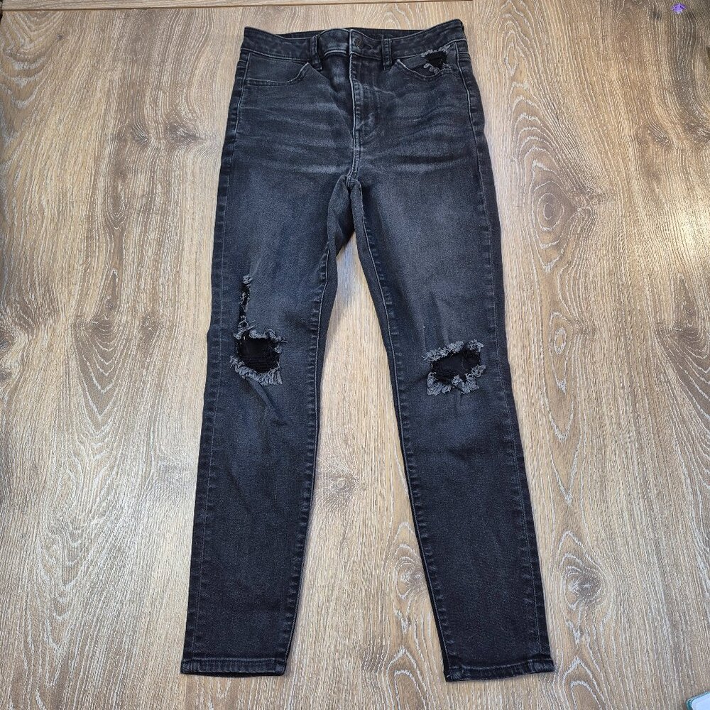American Eagle Super High Rise Jeggings Black Sz 8 Short Jeans Denim Petites